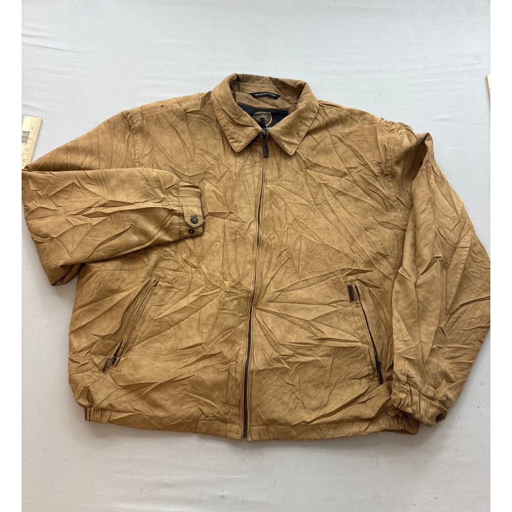 Weatherproof Mens XXL Tan Microfiber Full Zip Bomber Jacket Lightweight Jacket